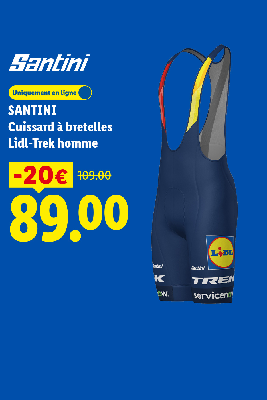 Cuissard à bretelles pour homme, bleu marine avec bretelles colorées, en promotion à 89,00€.