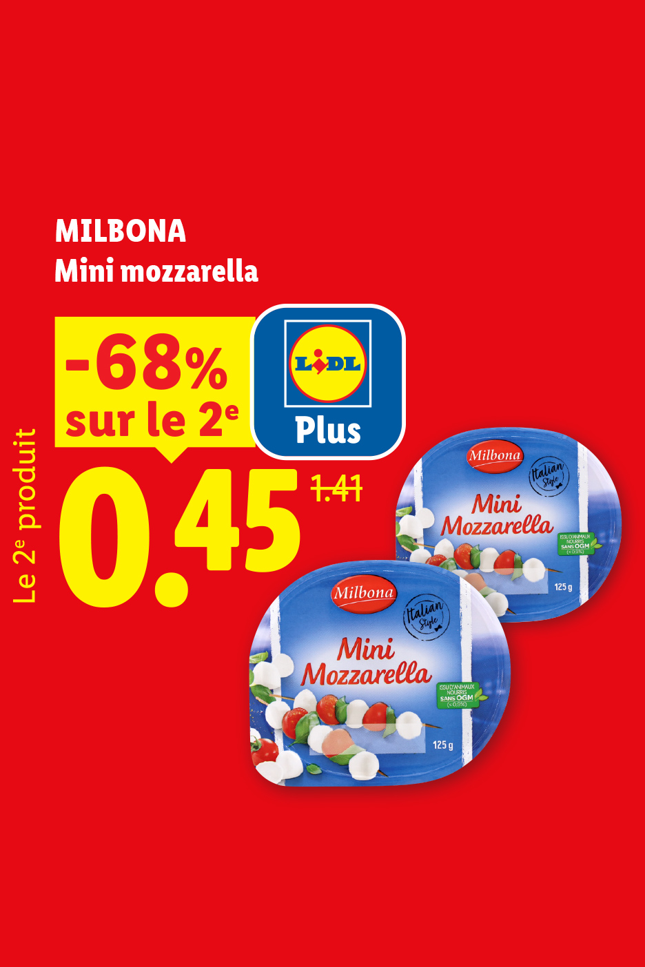 Mini mozzarella à -68% avec Lidl Plus