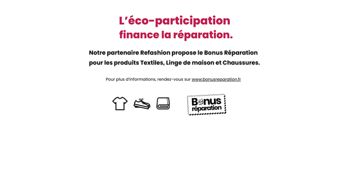 Réparation de vêtements, chaussures et textiles par Bonus Réparation.